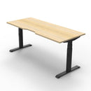 Height Adjustable Single Sided Workstation Natural Oak And Black