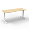 Height Adjustable Single Sided Workstation Natural Oak And White