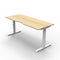 Height Adjustable Single Sided Workstation Natural Oak And White