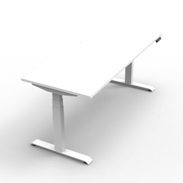 Height Adjustable Single Sided Workstation Natural White And White