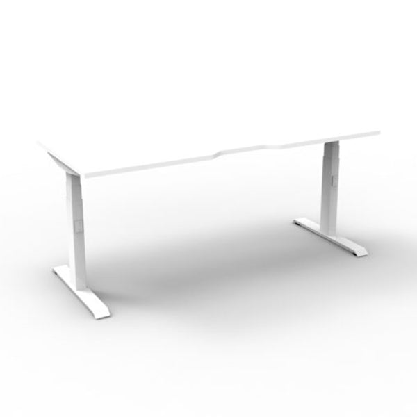 Height Adjustable Single Sided Workstation Natural White And White
