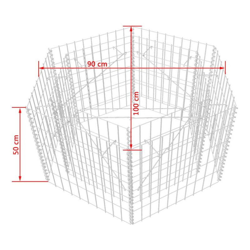 Hexagonal Gabion Planter 100 x 90 x 50 Cm