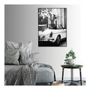 High Heels In Classic Car Black Frame Canvas Wall Art