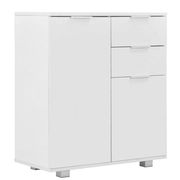 High Gloss White Chipboard Sideboard 71x35x76cm