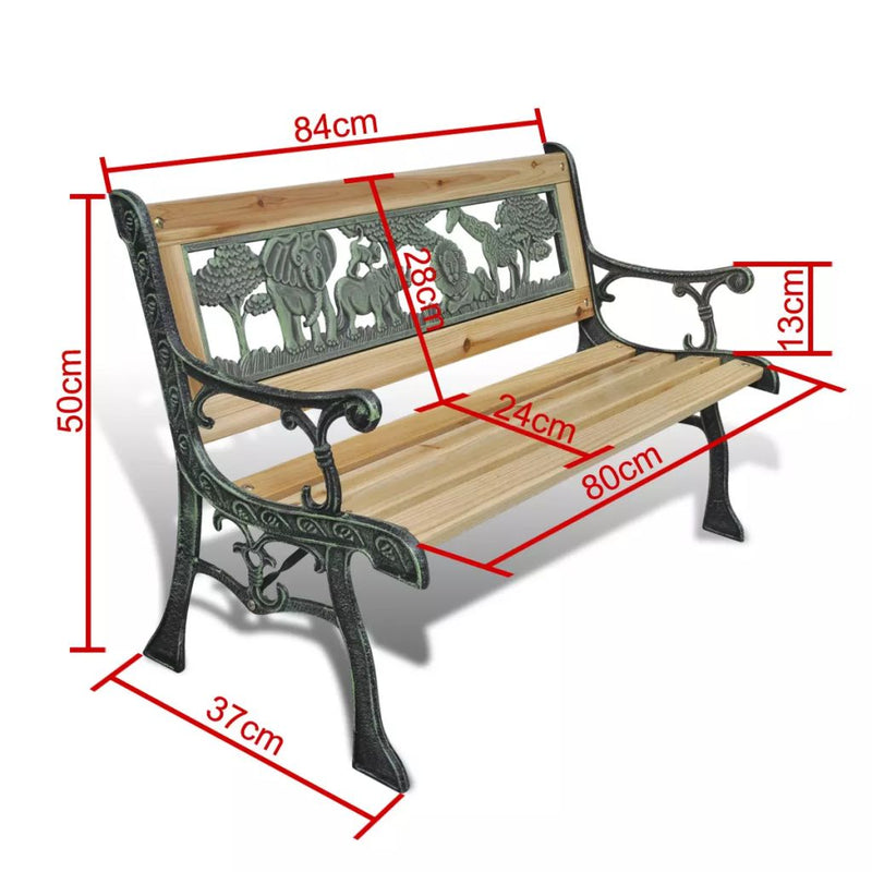 Home Garden Bench For Children Animal Pattern 80 x 24 Cm