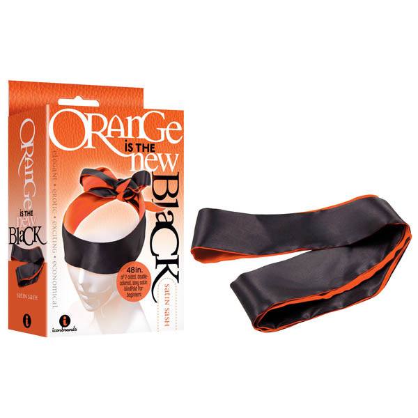 The New Satin Sash Black Orange Blindfold