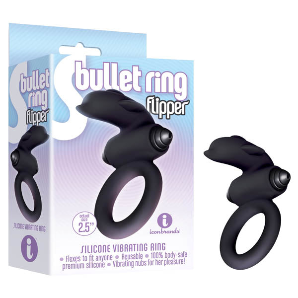 S Bullet Flipper Black Vibrating Cock Ring