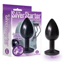 The Silver Starter Anodised Black Butt Plug With Violet Round Jewel