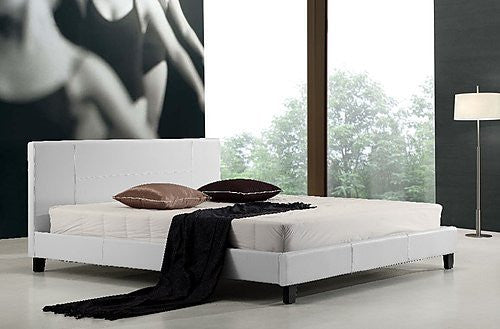 King PU Leather Bed Frame White