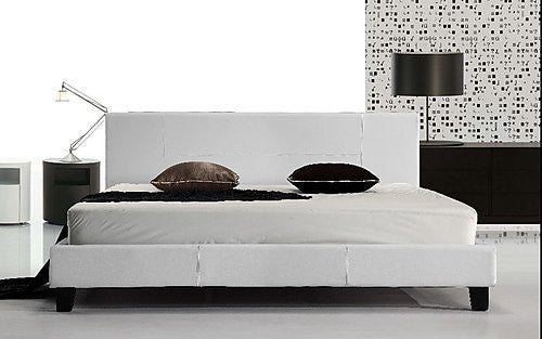 King PU Leather Bed Frame White