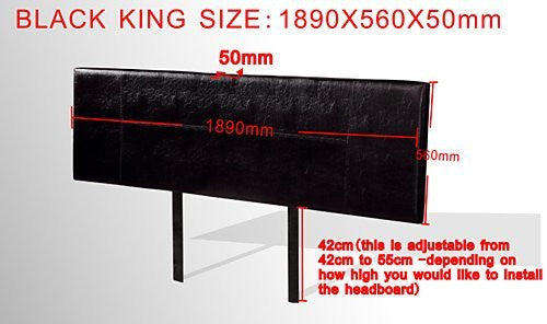 PU Leather King Bed Headboard Bedhead - Black