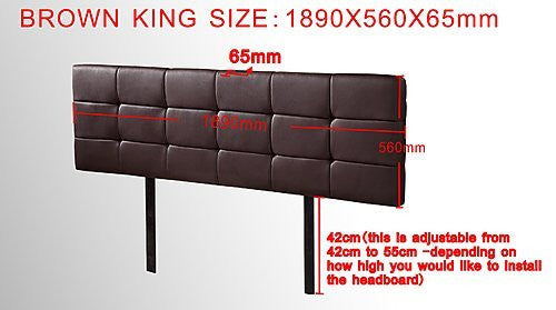 PU Leather King Bed Deluxe Headboard Bedhead - Brown