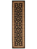 Istanbul Collection Traditional Floral Pattern Black Rug