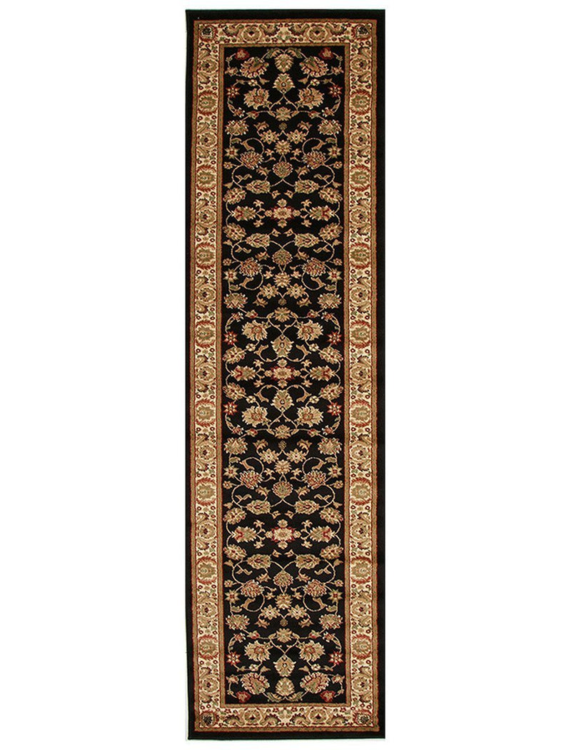 Istanbul Collection Traditional Floral Pattern Black Rug