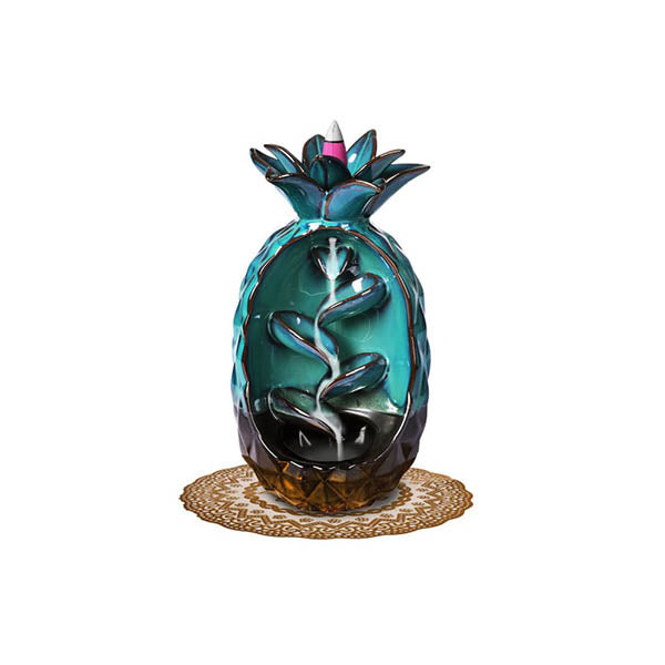 Incense Burner Pineapple Waterfall Smoke Ceramic Holder 198 Cones