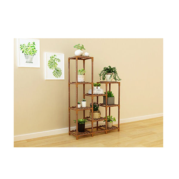 Indoor Outdoor Garden Plant Stand Flower Pot 9 Wooden Shelves