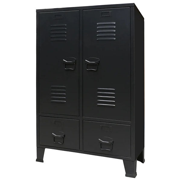 Industrial Style Black Metal Wardrobe