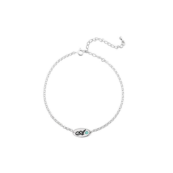 Initial And Birthstone Anklet