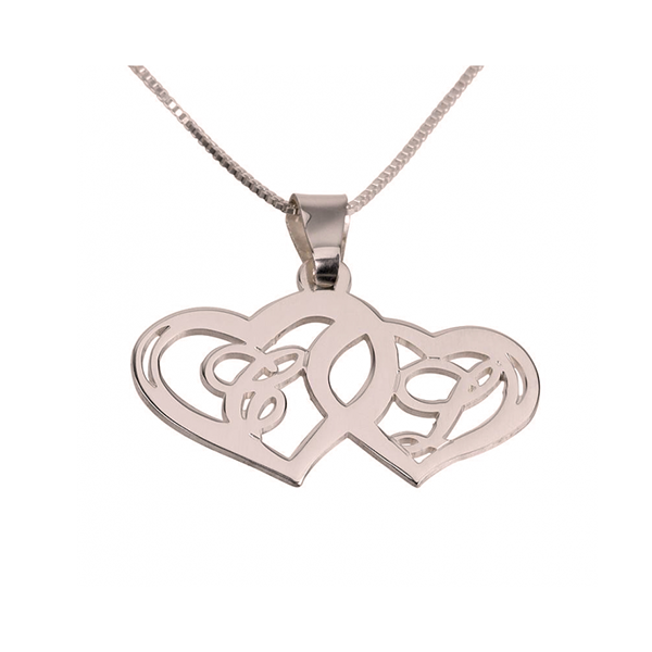 Initials Necklace With Two Hearts