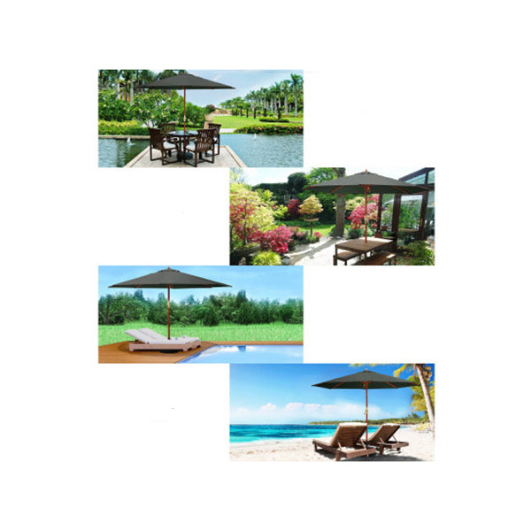 3M Umbrella Outdoor Pole Sun Beach Garden Deck Charcoal