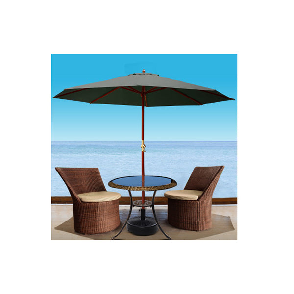 3M Umbrella Outdoor Pole Sun Beach Garden Deck Charcoal