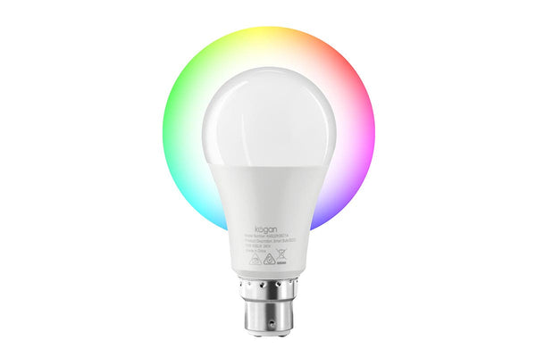 Kogan SmarterHome™ 10W Colour & Warm/Cool White Smart Bulb (B22, Wi-Fi) - 4 Pack