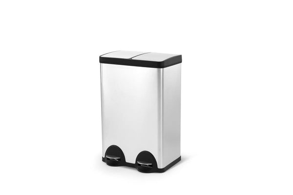 Ovela 60L Dual Compartment Rubbish Bin Stainless Steel (Silver)