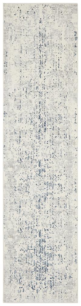 Kendra Farah Distressed Contemporary White Blue Grey Rug