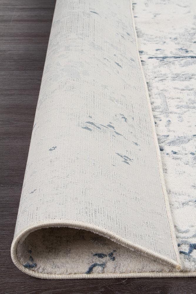 Kendra Farah Distressed Contemporary Rug White Blue Grey