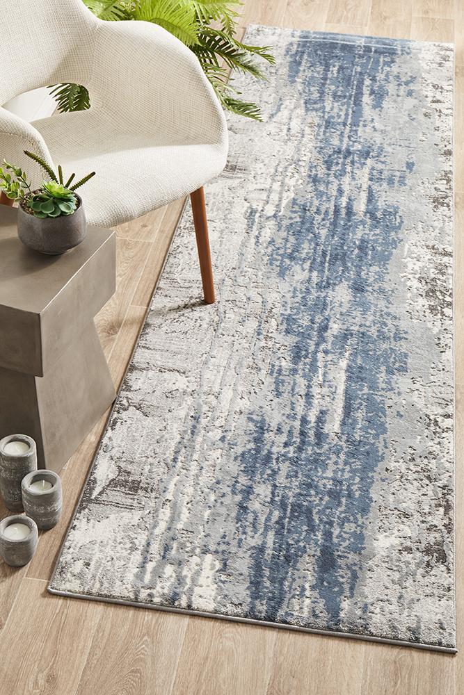 Kendra Roxana Distressed Timeless Blue Grey White Rug