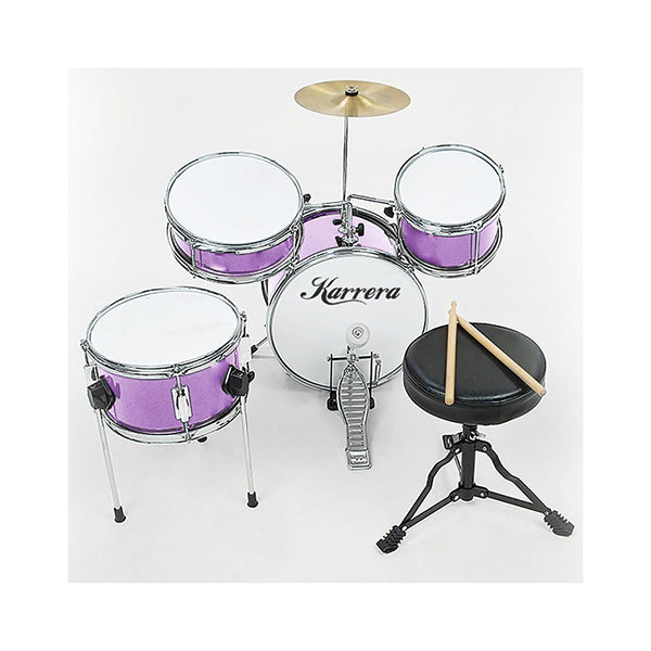 Childrens 4Pc Drum Kit Purple