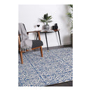 Geometric Blue And White Rug