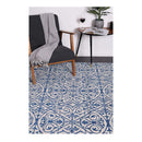 Geometric Blue And White Rug