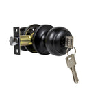Key Lock Function Black Round Door Knob Set