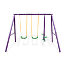 Kids 4 Seater Swing Set Purple Green