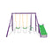 Kids 4 Seater Swing Set With Slide Purple Green