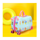 Kids Ride On Suitcase Travel Luggage Carry Bag Trolley Ice Cream