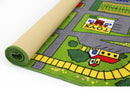 Kids Fun City Traffic Road 133x200cm Green Grey Area Rug