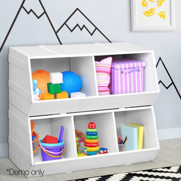 Keezi Kids Toy Box Bookshelf Storage Cabinet Stackable Organiser