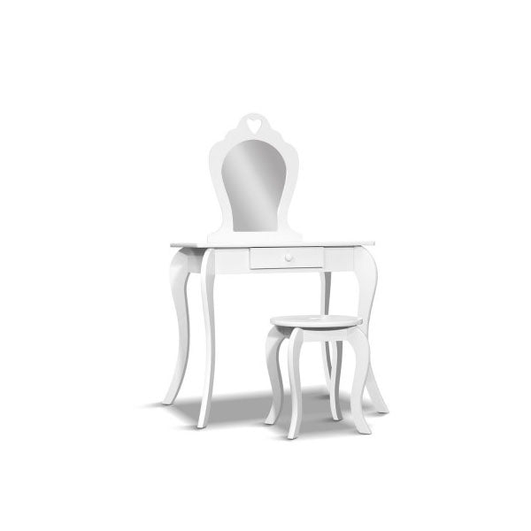 Kids Vanity Dressing Table Stool Set White