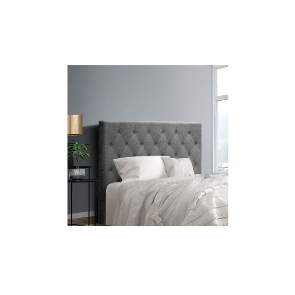 King Single Size Bed Headboard Fabric Frame Base Cappi Grey