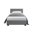 King Single Size Gas Lift Bed Frame With Storage Mattress Grey Fabric Nino