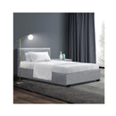 King Single Size Gas Lift Bed Frame With Storage Mattress Grey Fabric Nino