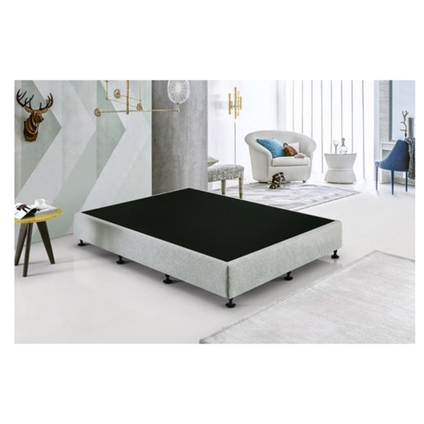 King Single Linen Bed Base Platinum Light Grey
