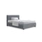 King Single Size Gas Lift Bed Frame With Storage Mattress Grey Fabric Nino