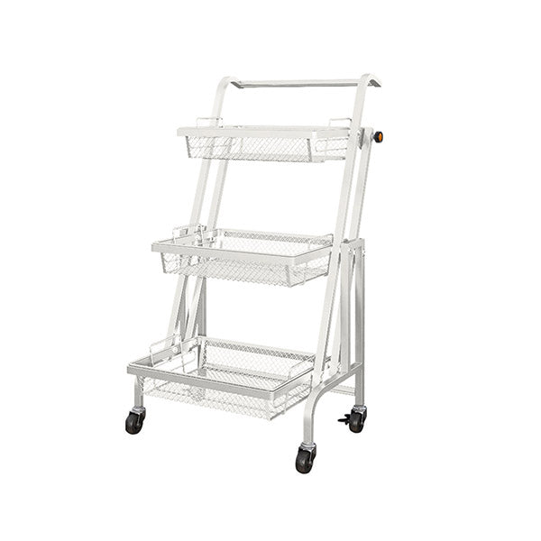 3 Tier Steel White Adjustable Kitchen Cart With Wheels