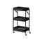3 Tier Steel Black Foldable Kitchen Cart Shelves With Wheels