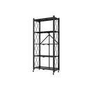 5 Tier Steel Black Foldable Kitchen Cart Storage Organizer With Wheels