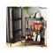 3 Tier Steel Black Foldable Kitchen Cart Shelves With Wheels