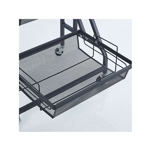3 Tier Steel Black Adjustable Kitchen Cart With Wheels